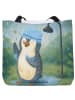 Mr. & Mrs. Panda Schultertasche Pinguin Duschen Design ohne Spruch in Weiß