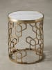 KADIMA DESIGN Beistelltisch "Alba": Marmorstruktur, goldfarbenes Metallgestell, 44 cm