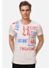Rusty Neal Vintage Herren Oil Wash T-Shirt mit Front- & Backprint, Raw Edge in Beige