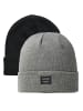 Jack & Jones Beanie Wollmütze Gerippte Wintermütze Cuff Hipster in Grau-Schwarz