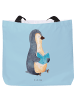 Mr. & Mrs. Panda Strandtasche Pinguin Buch ohne Spruch in Eisblau