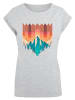 F4NT4STIC Extended Shoulder T-Shirt Berg Sonnenuntergang Geometrisch in grau meliert