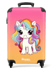 MuchoWow Suitcase, Koffer, Reisekoffer Einhorn rosa orange