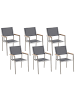 Beliani 6er-Set Gartenstuhl GROSSETO in Grau/Silber/Braun
