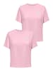 JACQUELINE de YONG 2er-Pack T-Shirt mit Schriftzug Legere-Optik in Rosa