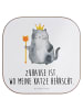 Mr. & Mrs. Panda Bierdeckel Katze König mit Spruch in Weiß