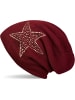 styleBREAKER Feinstrick Beanie Mütze in Bordeaux-Rot