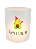 Mr. & Mrs. Panda Kerzenhalter Avocado Geburtstag mit Spruch in Transparent