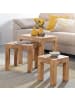 KADIMA DESIGN 3er Set MUMBAI Satztisch Massiv-Holz Wohnzimmer-Tisch in Akazie