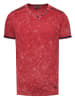 Rusty Neal Herren Biker T-Shirt – Vintage Oxid Washed – V-Neck Regular Fit in Weinrot