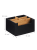relaxdays Schreibtisch Organizer in Schwarz/ Natur - (B)18 x (H)9,5 x (T)15 cm