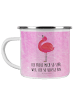 Mr. & Mrs. Panda Campingtasse Flamingo Stolz mit Spruch in Aquarell Pink