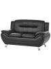 Beliani 2-Sitzer Sofa LEIRA in Schwarz/Silber - (W) 147 x (H) 86 x (L) 78 cm