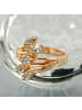 Gallay Ring 17mm Blütenranke rotvergoldet mit 5 Blättern mit Glassteinen Ringgröße 56 in gold