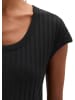Marc O'Polo Pointelle-T-Shirt slim in Schwarz