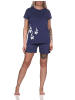 NORMANN Schlafanzug kurzarm Pyjama Shorty Tupfen Punkte Optik - 86445 in navy