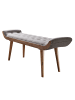 KADIMA DESIGN Sitzbank Stoff | 125x51x38cm, Massivholz Grau, Chesterfield