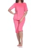 NORMANN Kurzarm Capri Frottee Schlafanzug Capri Shorty 125 204 450 in pink