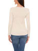 Alkato Alkato Damen Langarm Shirt mit O-Ausschnitt in creme