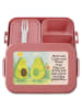 Mr. & Mrs. Panda Bento Box Avocado Pärchen Design mit Spruch in Rot Pastell