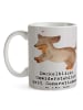 Mr. & Mrs. Panda Kaffeetasse Kurzhaardackel Dackelblick mit Spruch in Grau Pastell