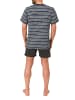NORMANN Kurzarm Schlafanzug Shorty Pyjama Streifen in blau