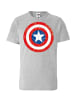 Logoshirt T-Shirt Marvel Comics - Captain America Logo in grau-meliert