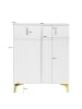 ABRIHOME Sideboard in Weiß mit Strukturpaneelen Schubladen goldenen Verzierungen für Flur
