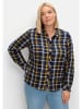 sheego Karierte Flanellbluse in marine-ocker kariert