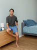 WITT WEIDEN Schlafanzug-Shirt in marine + anthrazit-meliert