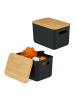 relaxdays 2x Aufbewahrungsbox in Schwarz/ Natur - (B)26 x (H)16 x (T)17,5 cm