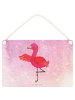 Mr. & Mrs. Panda Wandbild Holz Flamingo Yoga ohne Spruch in Aquarell Pink