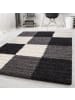 KADIMA DESIGN Teppich Hochflor Karo Polypropylen Wohnzimmer Shaggy in Schwarz