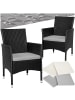 tectake 2er Set Rattanstuhl Nantes 59 x 57 x 85 cm, schwarz/beige
