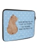 Mr. & Mrs. Panda Laptop Tasche Bär Schulterblick mit Spruch in Blau Pastell