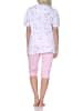 NORMANN Kurzarm Capri Schlafanzug Pyjama klassische Optik Übergröße in rosa