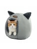 relaxdays Katzenhöhle "Katzenohren" in Grau - (H)37 x Ø44 cm
