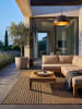 KADIMA DESIGN Outdoor-Teppich VIGOLENO Bogenmuster Flachgewebe Wohnzimmer in Braun-Schwarz