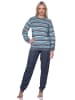 NORMANN Frottee Schlafanzug Bündchen Streifen - 81782 in blau