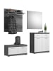 Inn.Furn Garderobe Set 4-teilig weiß Hochglanz, grau, Komplettset mit Schuhkommode