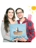 Mr. & Mrs. Panda Kissen Pinguin Angelboot mit Spruch in Eisblau