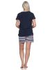 NORMANN Shorty Pyjama Anker und gestreiften Shorts - 74903 in navy