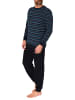 NORMANN Frottee Schlafanzug lang Pyjama RingelMuster - 82383 in marine