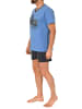 NORMANN kurzarm Schlafanzug Shorty Pyjama schnitt - 77290 in blau