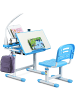 COSTWAY Kinderschreibtisch mit Lampe & Stuhl in Blau