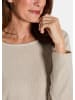GOLDNER Kurzgröße:  Kreppshirt Langarm Melange Jersey-Oberteil in beige