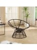 ABRIHOME Papasan Sessel in Blau Rattan 360 Grad drehbar mit Kissen für Wohnzimmer
