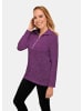 GOLDNER Kurzgröße:  Flauschiges Troyer- Shirt in pflaume / melange