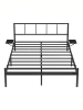 VASAGLE Bettgestell Conner in Mattschwarz - (B)140.5 x (H)87 x (T)206.5 cm