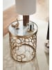 KADIMA DESIGN Beistelltisch "Alba": Marmorstruktur, goldfarbenes Metallgestell, 44 cm